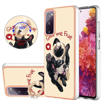 YB IMD Series-20 Style D 2.0mm TPU Soft Shell for Samsung Galaxy S20 FE 4G / FE 5G / S20 Lite / S20 FE 2022 , IMD Kickstand Electroplated Phone Cover