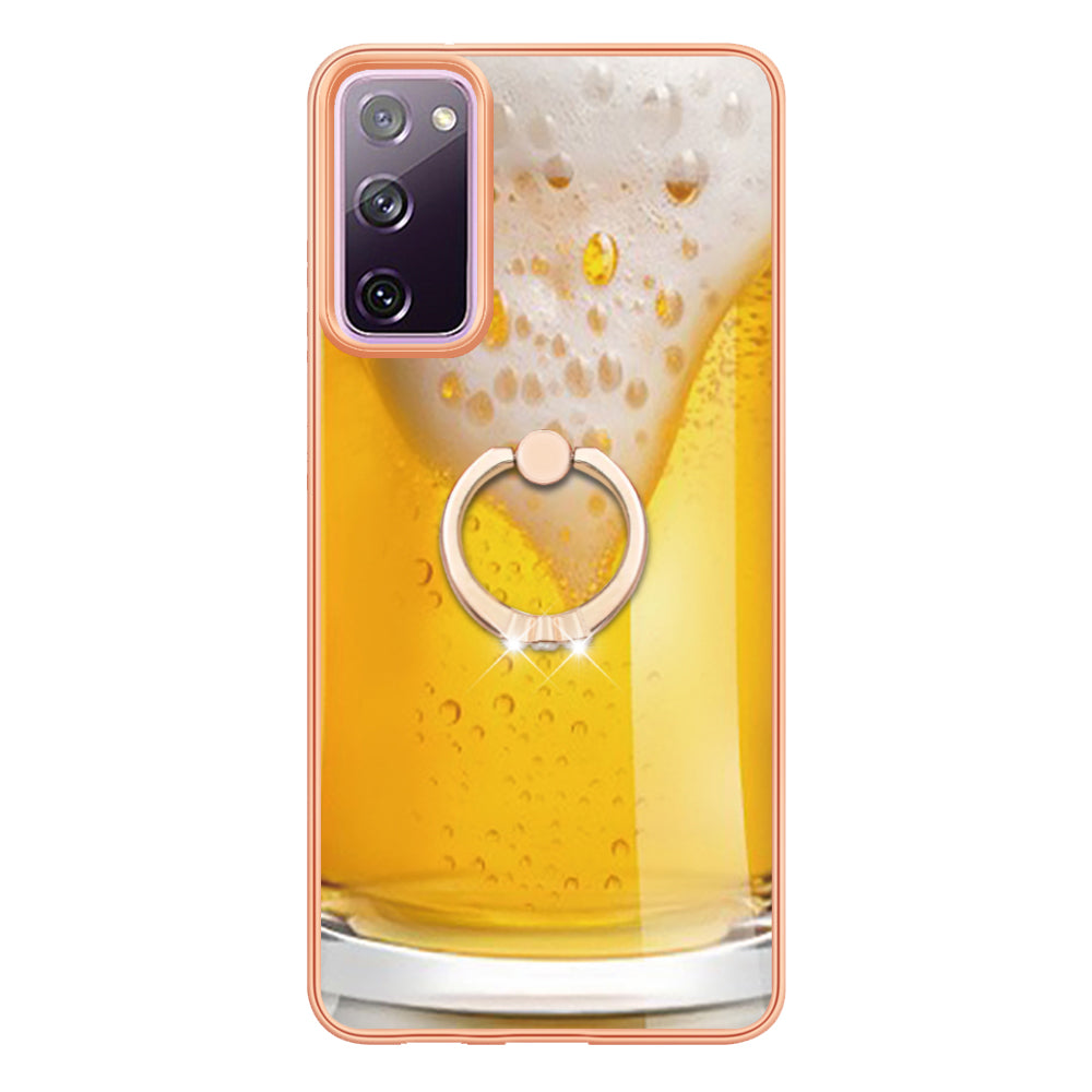 YB IMD Series-20 Style D 2.0mm TPU Soft Shell for Samsung Galaxy S20 FE 4G / FE 5G / S20 Lite / S20 FE 2022 , IMD Kickstand Electroplated Phone Cover