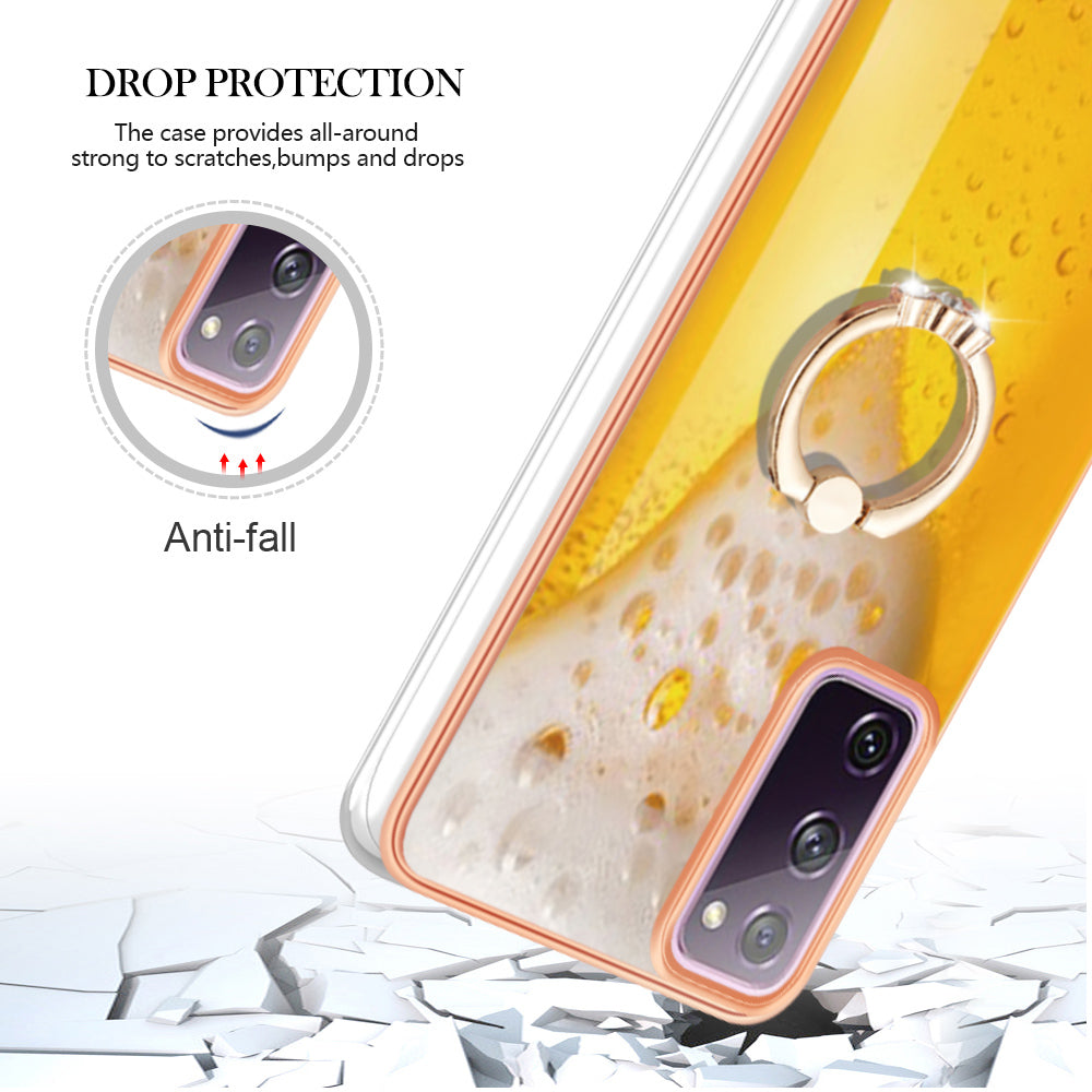 YB IMD Series-20 Style D 2.0mm TPU Soft Shell for Samsung Galaxy S20 FE 4G / FE 5G / S20 Lite / S20 FE 2022 , IMD Kickstand Electroplated Phone Cover