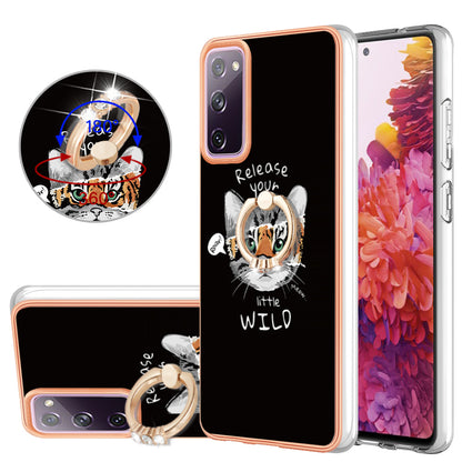 YB IMD Series-20 Style D 2.0mm TPU Soft Shell for Samsung Galaxy S20 FE 4G / FE 5G / S20 Lite / S20 FE 2022 , IMD Kickstand Electroplated Phone Cover