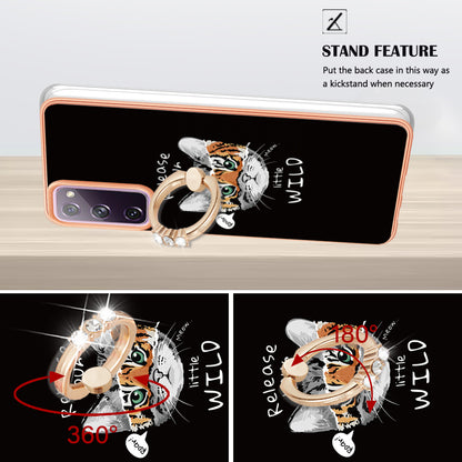 YB IMD Series-20 Style D 2.0mm TPU Soft Shell for Samsung Galaxy S20 FE 4G / FE 5G / S20 Lite / S20 FE 2022 , IMD Kickstand Electroplated Phone Cover