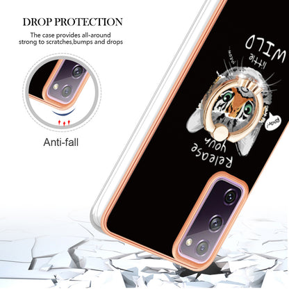 YB IMD Series-20 Style D 2.0mm TPU Soft Shell for Samsung Galaxy S20 FE 4G / FE 5G / S20 Lite / S20 FE 2022 , IMD Kickstand Electroplated Phone Cover