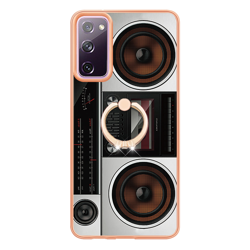 YB IMD Series-20 Style D 2.0mm TPU Soft Shell for Samsung Galaxy S20 FE 4G / FE 5G / S20 Lite / S20 FE 2022 , IMD Kickstand Electroplated Phone Cover