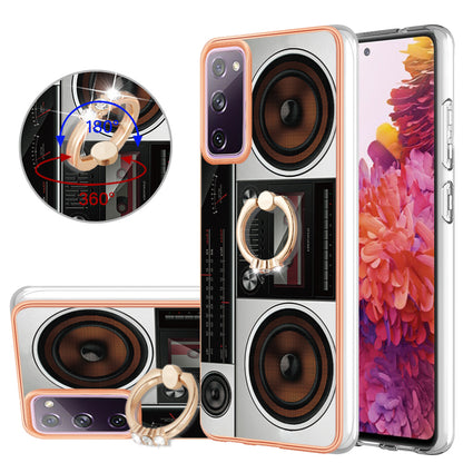 YB IMD Series-20 Style D 2.0mm TPU Soft Shell for Samsung Galaxy S20 FE 4G / FE 5G / S20 Lite / S20 FE 2022 , IMD Kickstand Electroplated Phone Cover