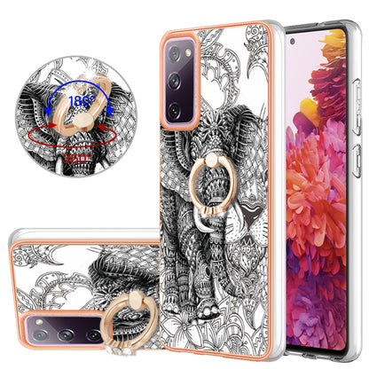 YB IMD Series-20 Style D 2.0mm TPU Soft Shell for Samsung Galaxy S20 FE 4G / FE 5G / S20 Lite / S20 FE 2022 , IMD Kickstand Electroplated Phone Cover