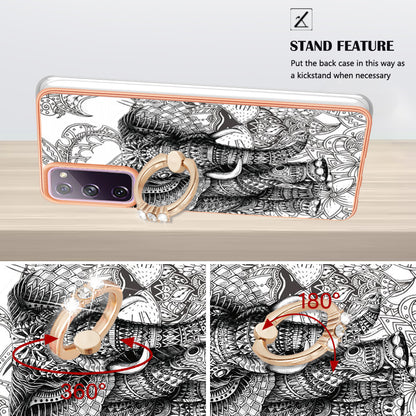 YB IMD Series-20 Style D 2.0mm TPU Soft Shell for Samsung Galaxy S20 FE 4G / FE 5G / S20 Lite / S20 FE 2022 , IMD Kickstand Electroplated Phone Cover