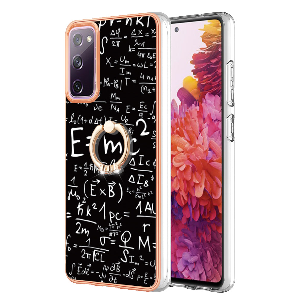 YB IMD Series-20 Style D 2.0mm TPU Soft Shell for Samsung Galaxy S20 FE 4G / FE 5G / S20 Lite / S20 FE 2022 , IMD Kickstand Electroplated Phone Cover