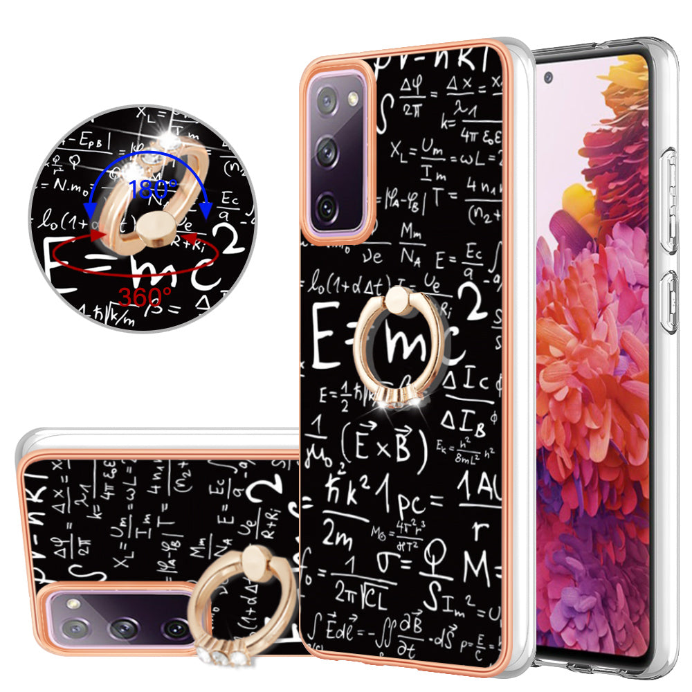 YB IMD Series-20 Style D 2.0mm TPU Soft Shell for Samsung Galaxy S20 FE 4G / FE 5G / S20 Lite / S20 FE 2022 , IMD Kickstand Electroplated Phone Cover