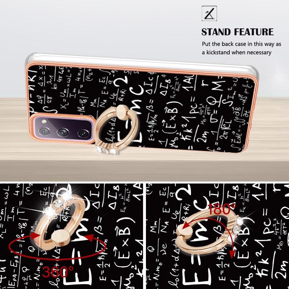 YB IMD Series-20 Style D 2.0mm TPU Soft Shell for Samsung Galaxy S20 FE 4G / FE 5G / S20 Lite / S20 FE 2022 , IMD Kickstand Electroplated Phone Cover
