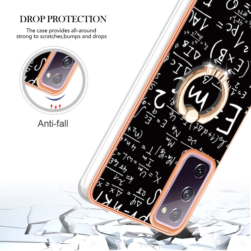 YB IMD Series-20 Style D 2.0mm TPU Soft Shell for Samsung Galaxy S20 FE 4G / FE 5G / S20 Lite / S20 FE 2022 , IMD Kickstand Electroplated Phone Cover