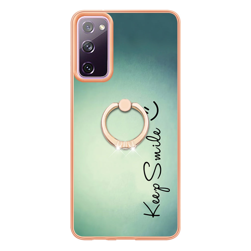 YB IMD Series-20 Style D 2.0mm TPU Soft Shell for Samsung Galaxy S20 FE 4G / FE 5G / S20 Lite / S20 FE 2022 , IMD Kickstand Electroplated Phone Cover