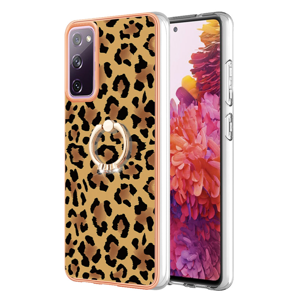 YB IMD Series-20 Style D 2.0mm TPU Soft Shell for Samsung Galaxy S20 FE 4G / FE 5G / S20 Lite / S20 FE 2022 , IMD Kickstand Electroplated Phone Cover