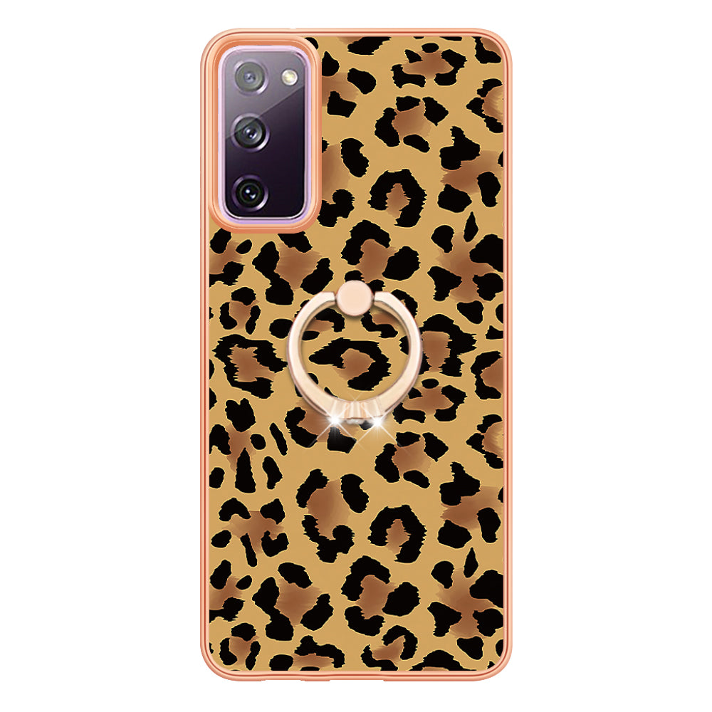 YB IMD Series-20 Style D 2.0mm TPU Soft Shell for Samsung Galaxy S20 FE 4G / FE 5G / S20 Lite / S20 FE 2022 , IMD Kickstand Electroplated Phone Cover