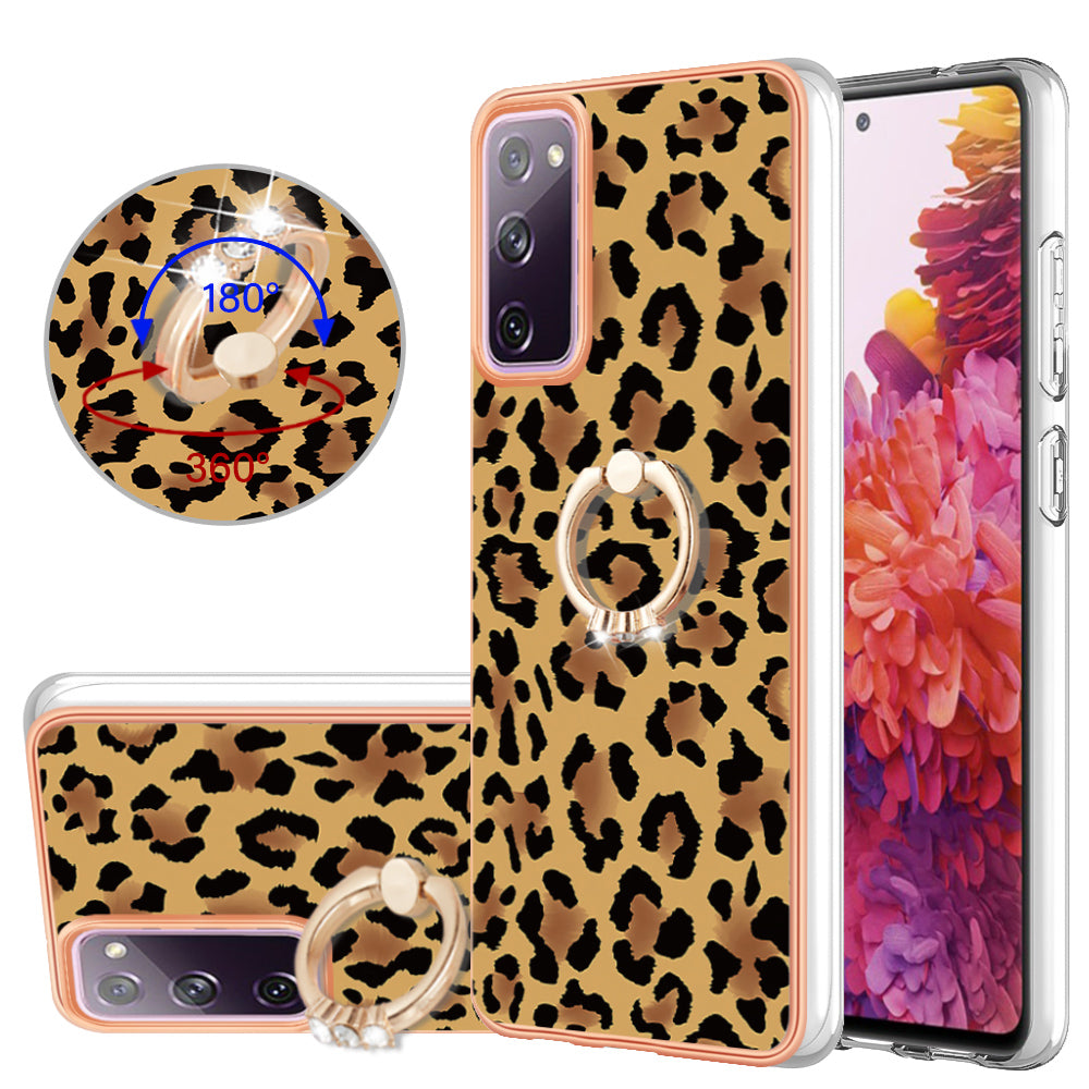 YB IMD Series-20 Style D 2.0mm TPU Soft Shell for Samsung Galaxy S20 FE 4G / FE 5G / S20 Lite / S20 FE 2022 , IMD Kickstand Electroplated Phone Cover