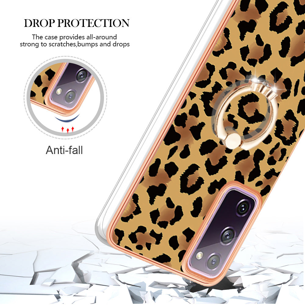 YB IMD Series-20 Style D 2.0mm TPU Soft Shell for Samsung Galaxy S20 FE 4G / FE 5G / S20 Lite / S20 FE 2022 , IMD Kickstand Electroplated Phone Cover