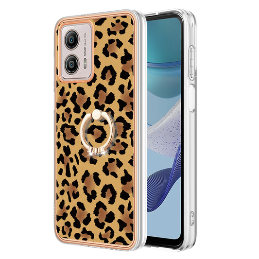 YB IMD Series-20 Style D 2.0mm TPU Electroplated Case for Motorola Moto G53 5G / G23 4G / G13 4G , Ring Kickstand IMD Phone Cover