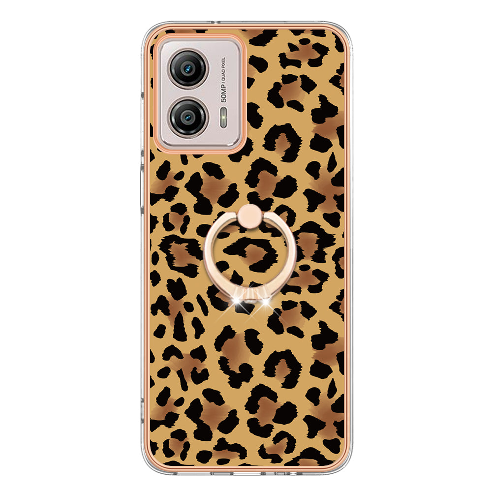 YB IMD Series-20 Style D 2.0mm TPU Electroplated Case for Motorola Moto G53 5G / G23 4G / G13 4G , Ring Kickstand IMD Phone Cover