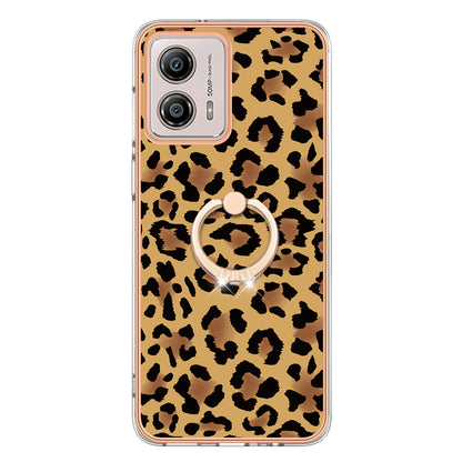 YB IMD Series-20 Style D 2.0mm TPU Electroplated Case for Motorola Moto G53 5G / G23 4G / G13 4G , Ring Kickstand IMD Phone Cover