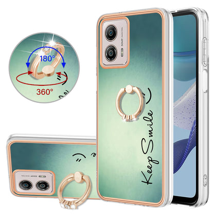 YB IMD Series-20 Style D 2.0mm TPU Electroplated Case for Motorola Moto G53 5G / G23 4G / G13 4G , Ring Kickstand IMD Phone Cover