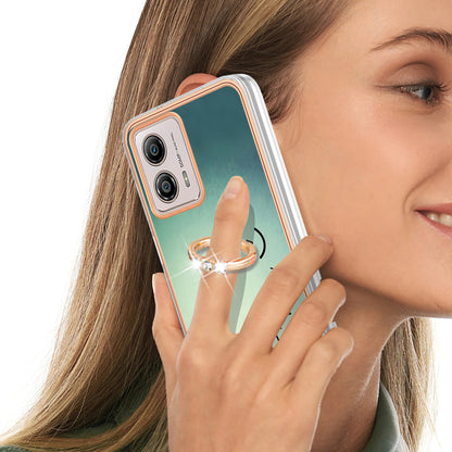 YB IMD Series-20 Style D 2.0mm TPU Electroplated Case for Motorola Moto G53 5G / G23 4G / G13 4G , Ring Kickstand IMD Phone Cover