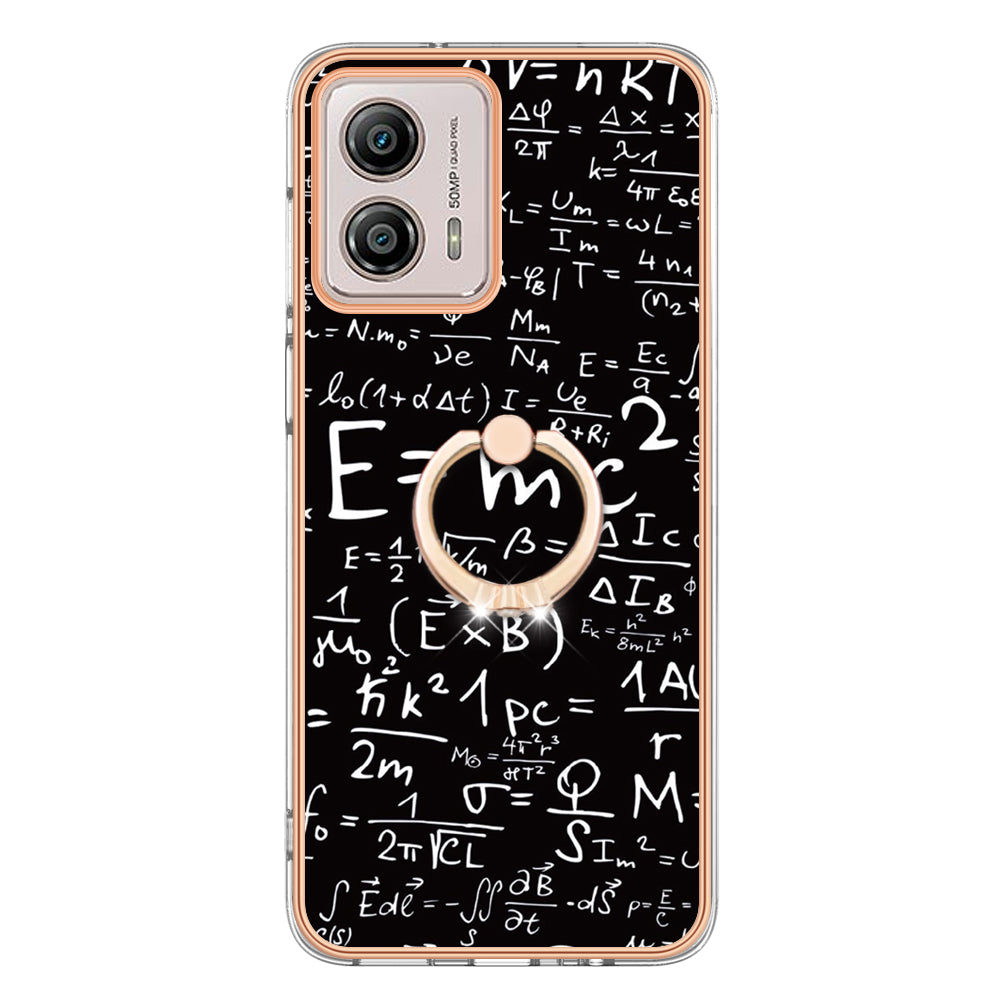 YB IMD Series-20 Style D 2.0mm TPU Electroplated Case for Motorola Moto G53 5G / G23 4G / G13 4G , Ring Kickstand IMD Phone Cover