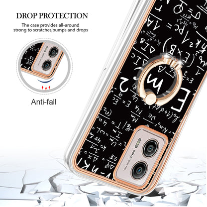 YB IMD Series-20 Style D 2.0mm TPU Electroplated Case for Motorola Moto G53 5G / G23 4G / G13 4G , Ring Kickstand IMD Phone Cover