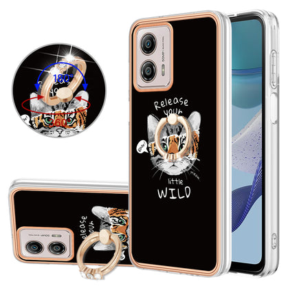 YB IMD Series-20 Style D 2.0mm TPU Electroplated Case for Motorola Moto G53 5G / G23 4G / G13 4G , Ring Kickstand IMD Phone Cover