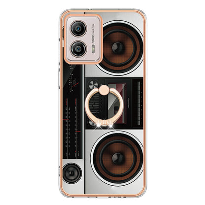 YB IMD Series-20 Style D 2.0mm TPU Electroplated Case for Motorola Moto G53 5G / G23 4G / G13 4G , Ring Kickstand IMD Phone Cover