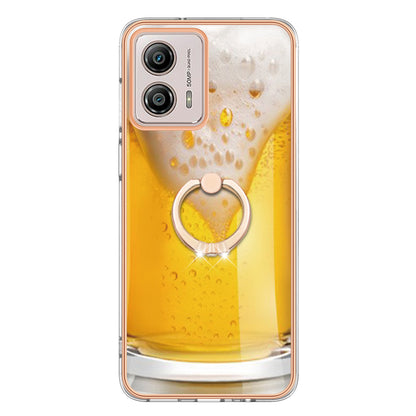 YB IMD Series-20 Style D 2.0mm TPU Electroplated Case for Motorola Moto G53 5G / G23 4G / G13 4G , Ring Kickstand IMD Phone Cover
