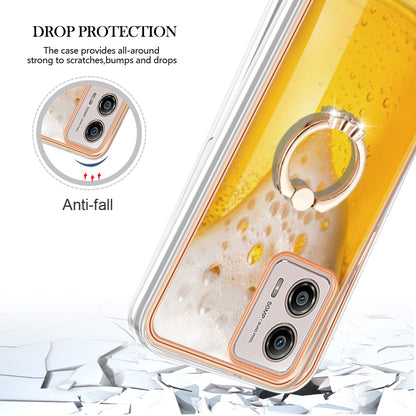 YB IMD Series-20 Style D 2.0mm TPU Electroplated Case for Motorola Moto G53 5G / G23 4G / G13 4G , Ring Kickstand IMD Phone Cover