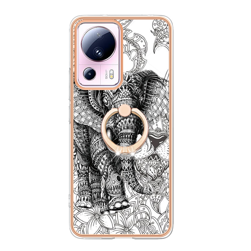 YB IMD Series-20 Style D Kickstand Phone Case for Xiaomi 13 Lite / Civi 2 , IMD 2.0mm TPU Electroplating Cover
