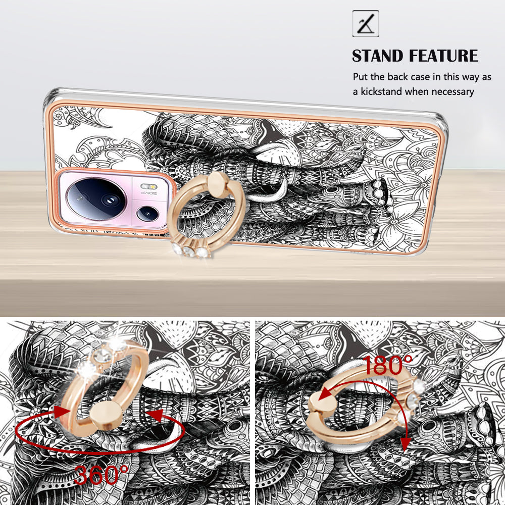 YB IMD Series-20 Style D Kickstand Phone Case for Xiaomi 13 Lite / Civi 2 , IMD 2.0mm TPU Electroplating Cover
