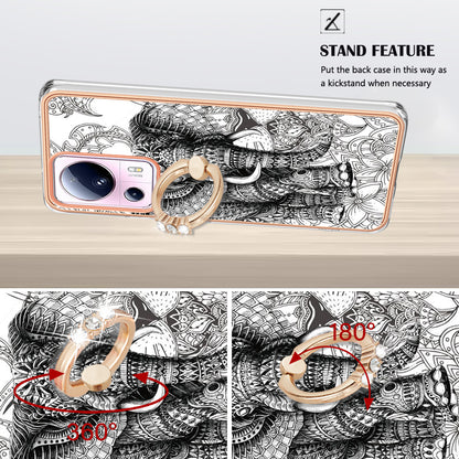 YB IMD Series-20 Style D Kickstand Phone Case for Xiaomi 13 Lite / Civi 2 , IMD 2.0mm TPU Electroplating Cover