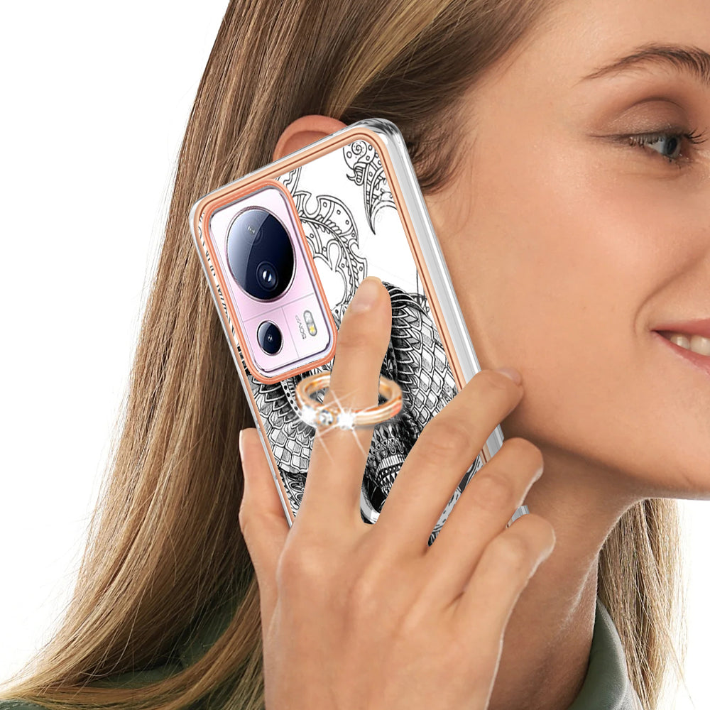 YB IMD Series-20 Style D Kickstand Phone Case for Xiaomi 13 Lite / Civi 2 , IMD 2.0mm TPU Electroplating Cover