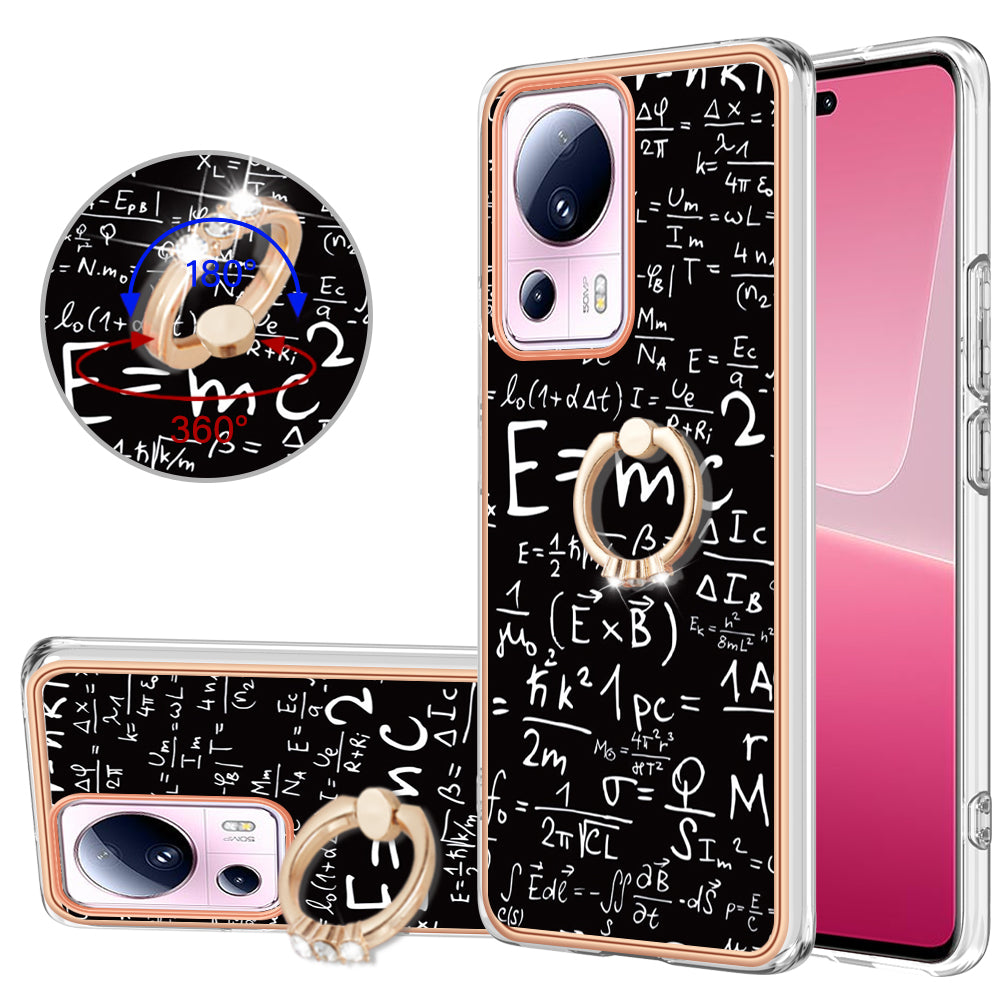 YB IMD Series-20 Style D Kickstand Phone Case for Xiaomi 13 Lite / Civi 2 , IMD 2.0mm TPU Electroplating Cover
