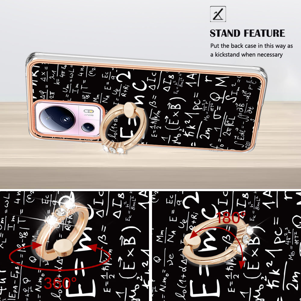 YB IMD Series-20 Style D Kickstand Phone Case for Xiaomi 13 Lite / Civi 2 , IMD 2.0mm TPU Electroplating Cover