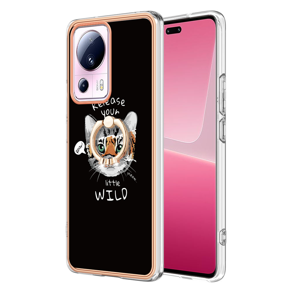 YB IMD Series-20 Style D Kickstand Phone Case for Xiaomi 13 Lite / Civi 2 , IMD 2.0mm TPU Electroplating Cover