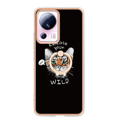 YB IMD Series-20 Style D Kickstand Phone Case for Xiaomi 13 Lite / Civi 2 , IMD 2.0mm TPU Electroplating Cover