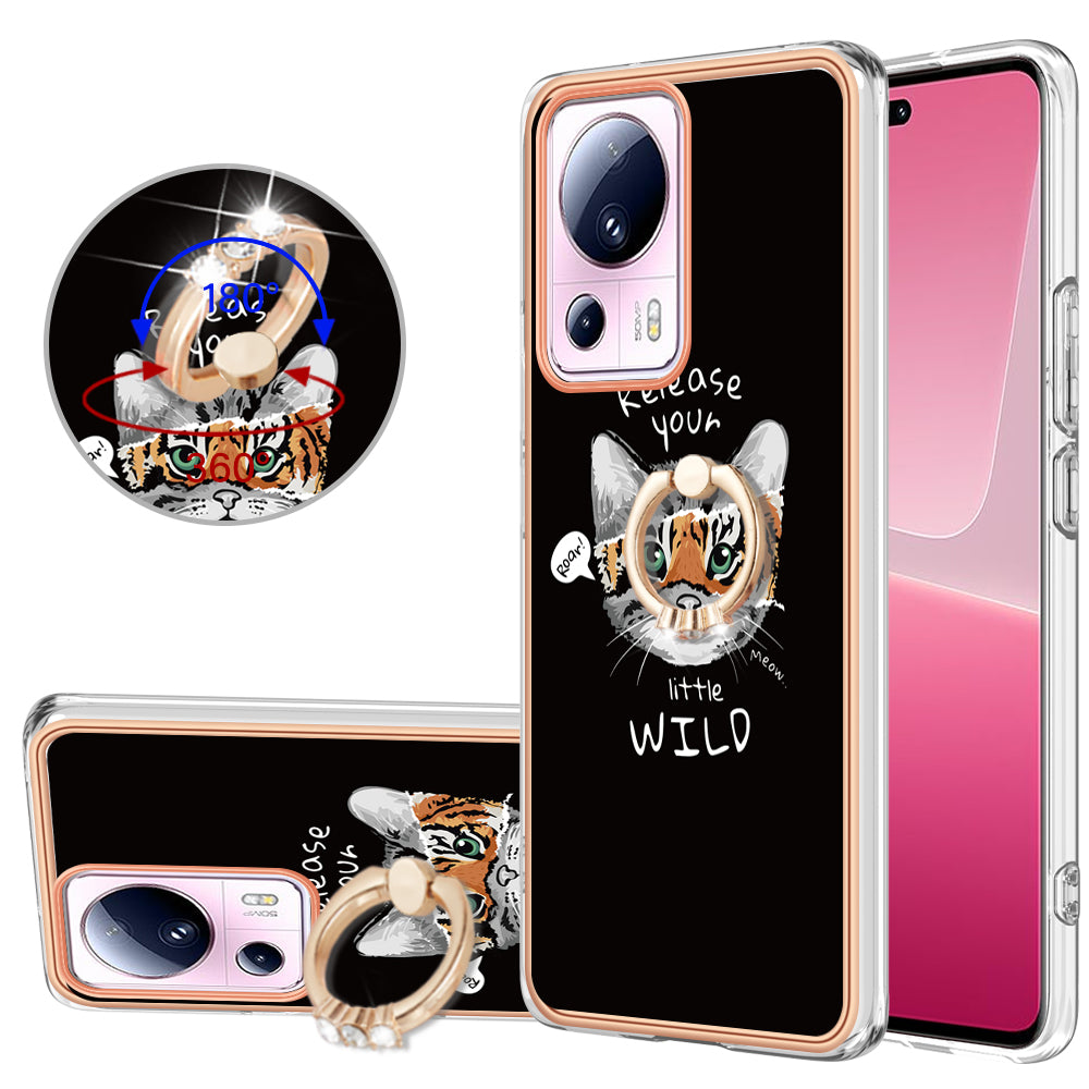 YB IMD Series-20 Style D Kickstand Phone Case for Xiaomi 13 Lite / Civi 2 , IMD 2.0mm TPU Electroplating Cover