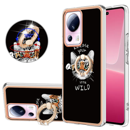 YB IMD Series-20 Style D Kickstand Phone Case for Xiaomi 13 Lite / Civi 2 , IMD 2.0mm TPU Electroplating Cover