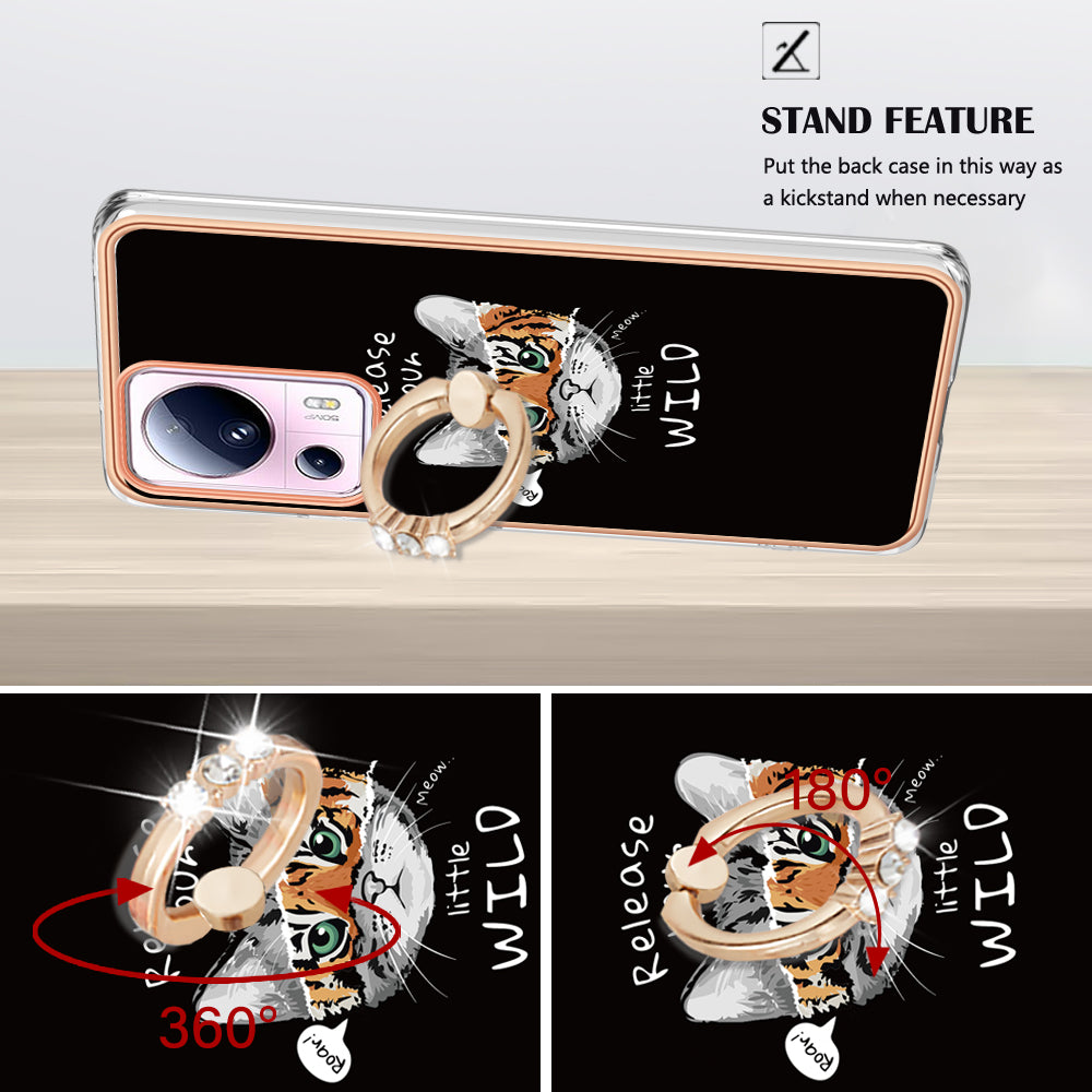 YB IMD Series-20 Style D Kickstand Phone Case for Xiaomi 13 Lite / Civi 2 , IMD 2.0mm TPU Electroplating Cover