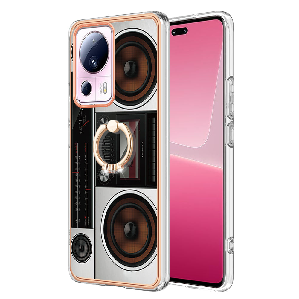 YB IMD Series-20 Style D Kickstand Phone Case for Xiaomi 13 Lite / Civi 2 , IMD 2.0mm TPU Electroplating Cover