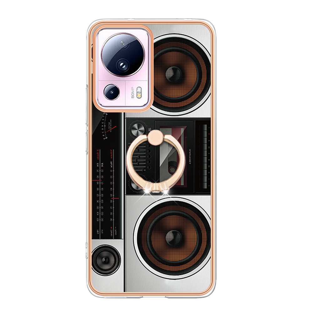 YB IMD Series-20 Style D Kickstand Phone Case for Xiaomi 13 Lite / Civi 2 , IMD 2.0mm TPU Electroplating Cover