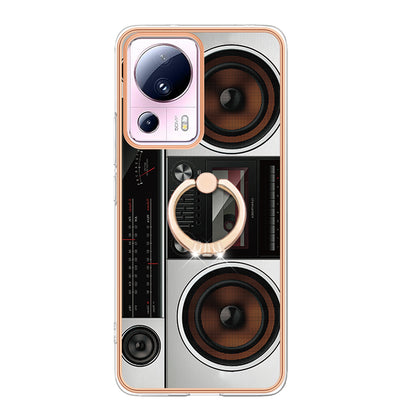 YB IMD Series-20 Style D Kickstand Phone Case for Xiaomi 13 Lite / Civi 2 , IMD 2.0mm TPU Electroplating Cover