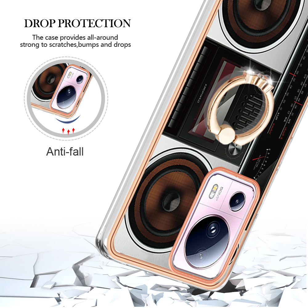 YB IMD Series-20 Style D Kickstand Phone Case for Xiaomi 13 Lite / Civi 2 , IMD 2.0mm TPU Electroplating Cover