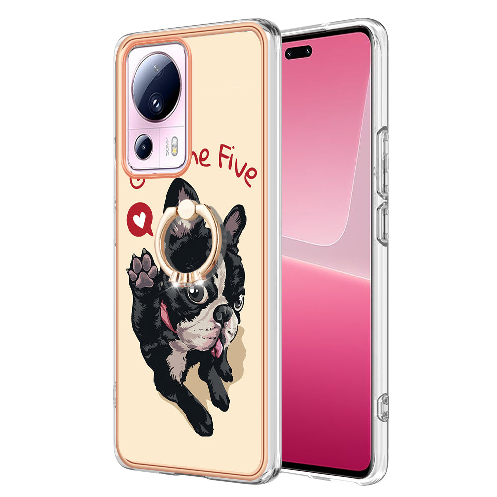 YB IMD Series-20 Style D Kickstand Phone Case for Xiaomi 13 Lite / Civi 2 , IMD 2.0mm TPU Electroplating Cover
