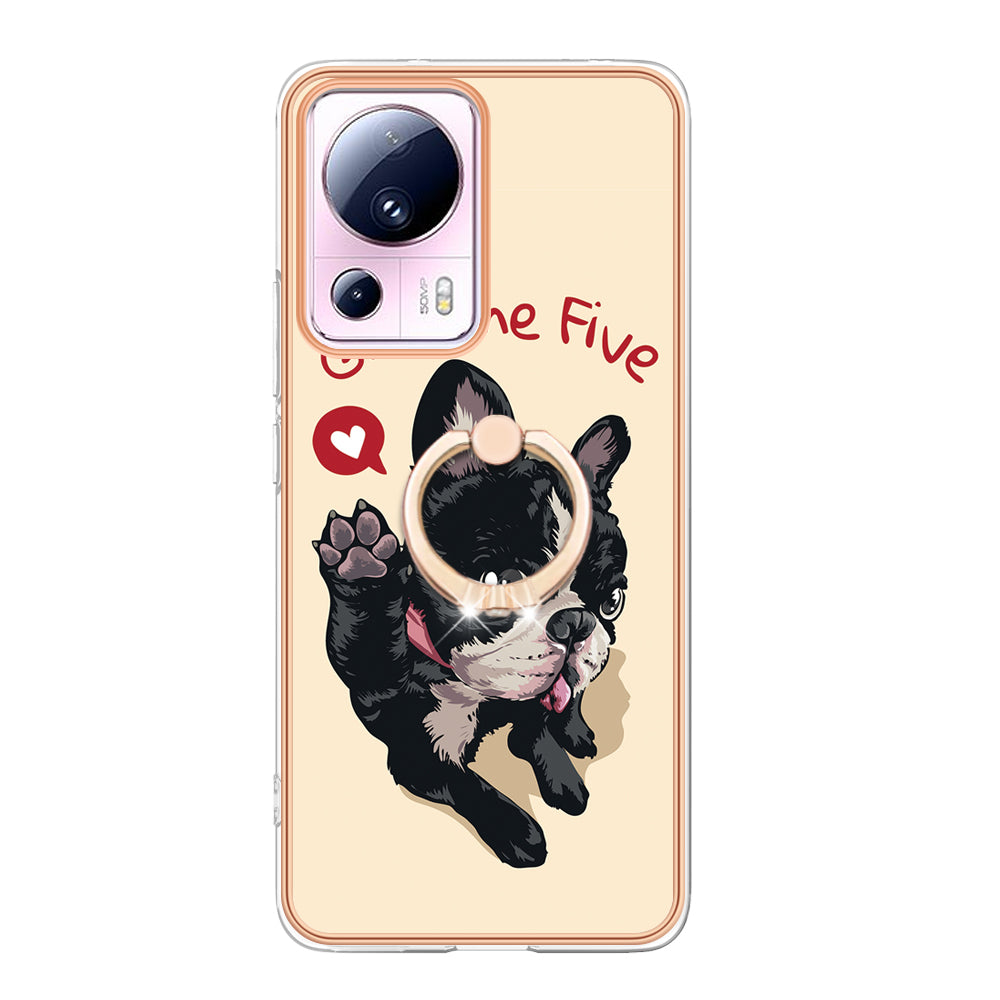 YB IMD Series-20 Style D Kickstand Phone Case for Xiaomi 13 Lite / Civi 2 , IMD 2.0mm TPU Electroplating Cover