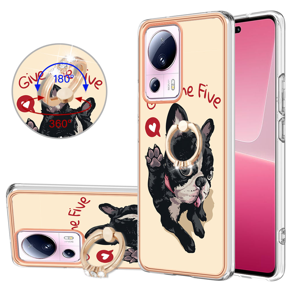YB IMD Series-20 Style D Kickstand Phone Case for Xiaomi 13 Lite / Civi 2 , IMD 2.0mm TPU Electroplating Cover