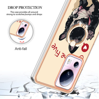 YB IMD Series-20 Style D Kickstand Phone Case for Xiaomi 13 Lite / Civi 2 , IMD 2.0mm TPU Electroplating Cover