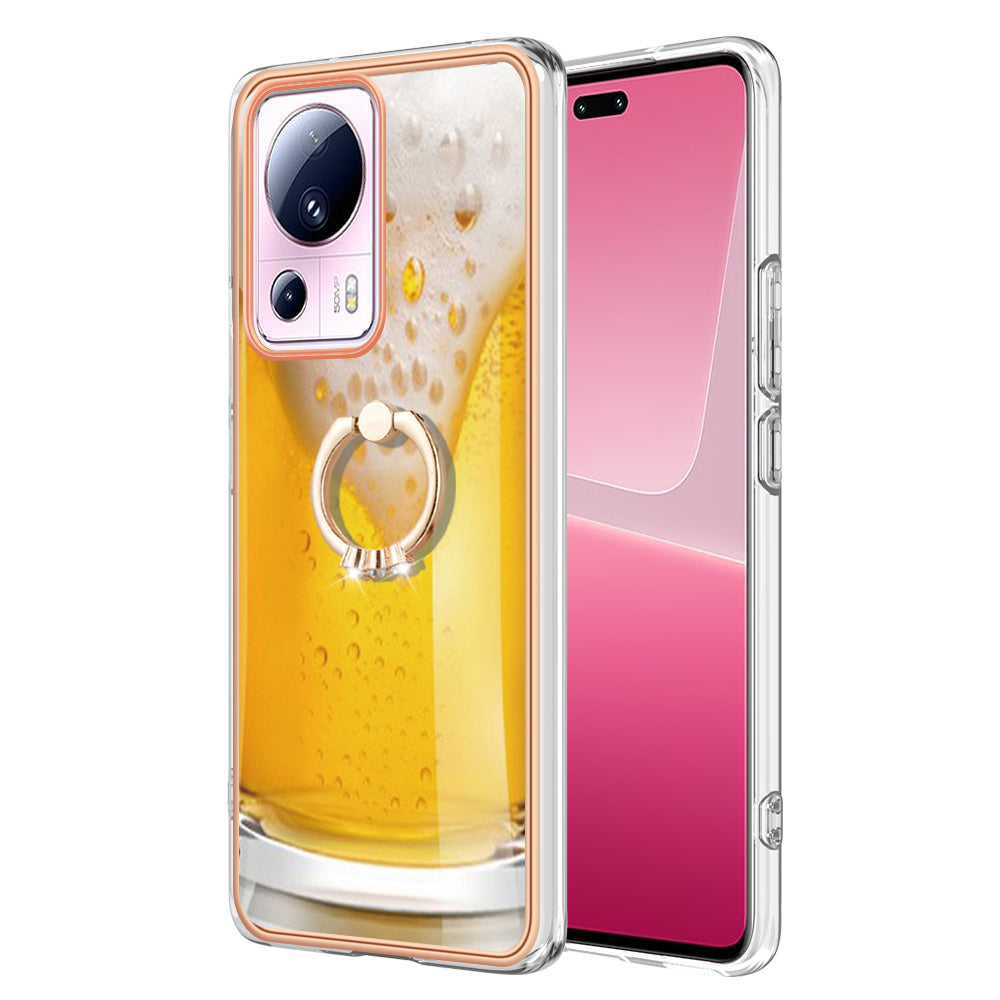 YB IMD Series-20 Style D Kickstand Phone Case for Xiaomi 13 Lite / Civi 2 , IMD 2.0mm TPU Electroplating Cover